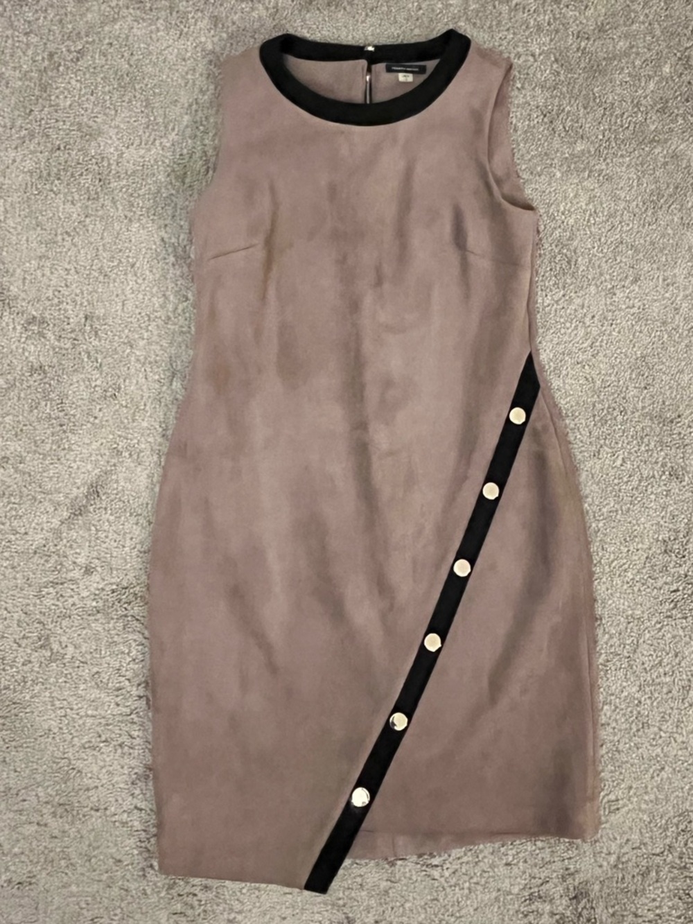 Tommy Hilfiger Taupe Midi Dress with Black Trim and Button Detail